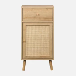 Badezimmermöbel mit Holzdekor und Rattan-Geflecht