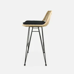 2 Barhocker aus Rattan und Metall