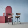 Barhocker mit drehbarer Sitzfläche aus Metall und Kunstleder (Set von 2)
