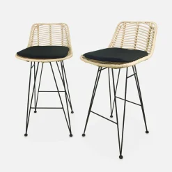 2 Barhocker Rattan und Metall, 67cm