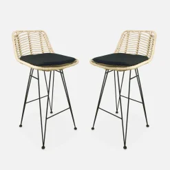 2 Barhocker Rattan und Metall, 67cm