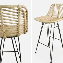 2 Barhocker Rattan und Metall, 67cm