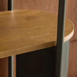 Bücherregal aus gebogenem Metall mit Holzdekor, 5 Ebenen