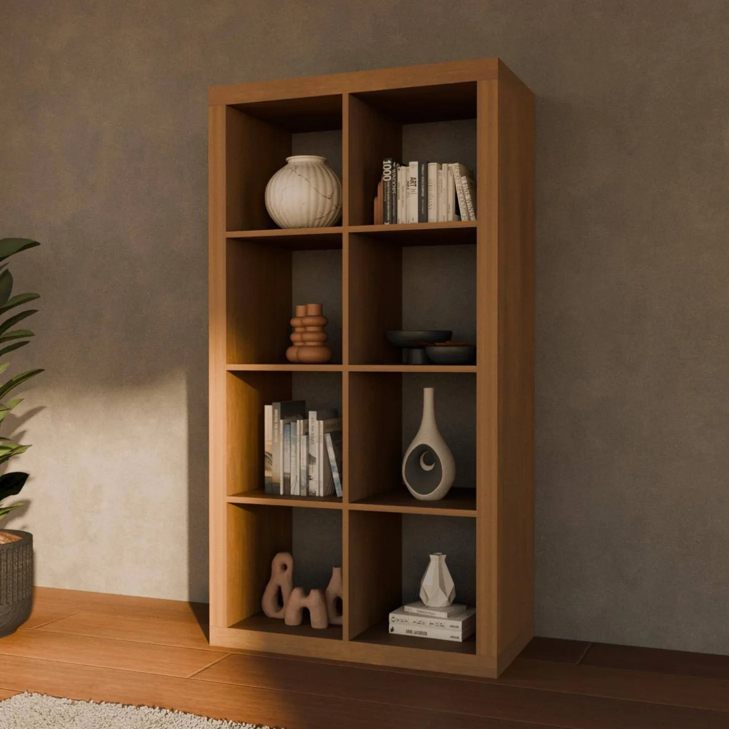 Bücherregal Holzoptik 4 Ebenen 8 Stauräume