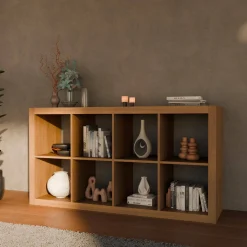 Bücherregal Holzoptik 4 Ebenen 8 Stauräume
