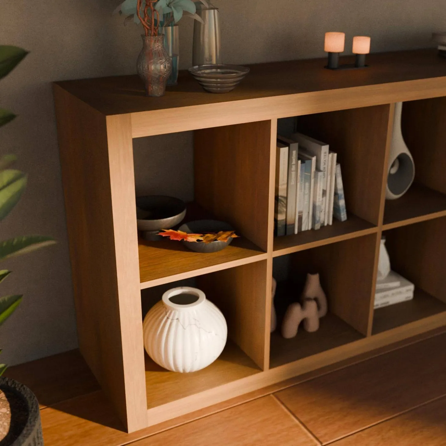 Bücherregal Holzoptik 4 Ebenen 8 Stauräume