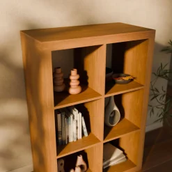 Bücherregal Holzoptik 2 Ebenen 6 Stauräume