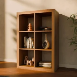 Bücherregal Holzoptik 2 Ebenen 6 Stauräume