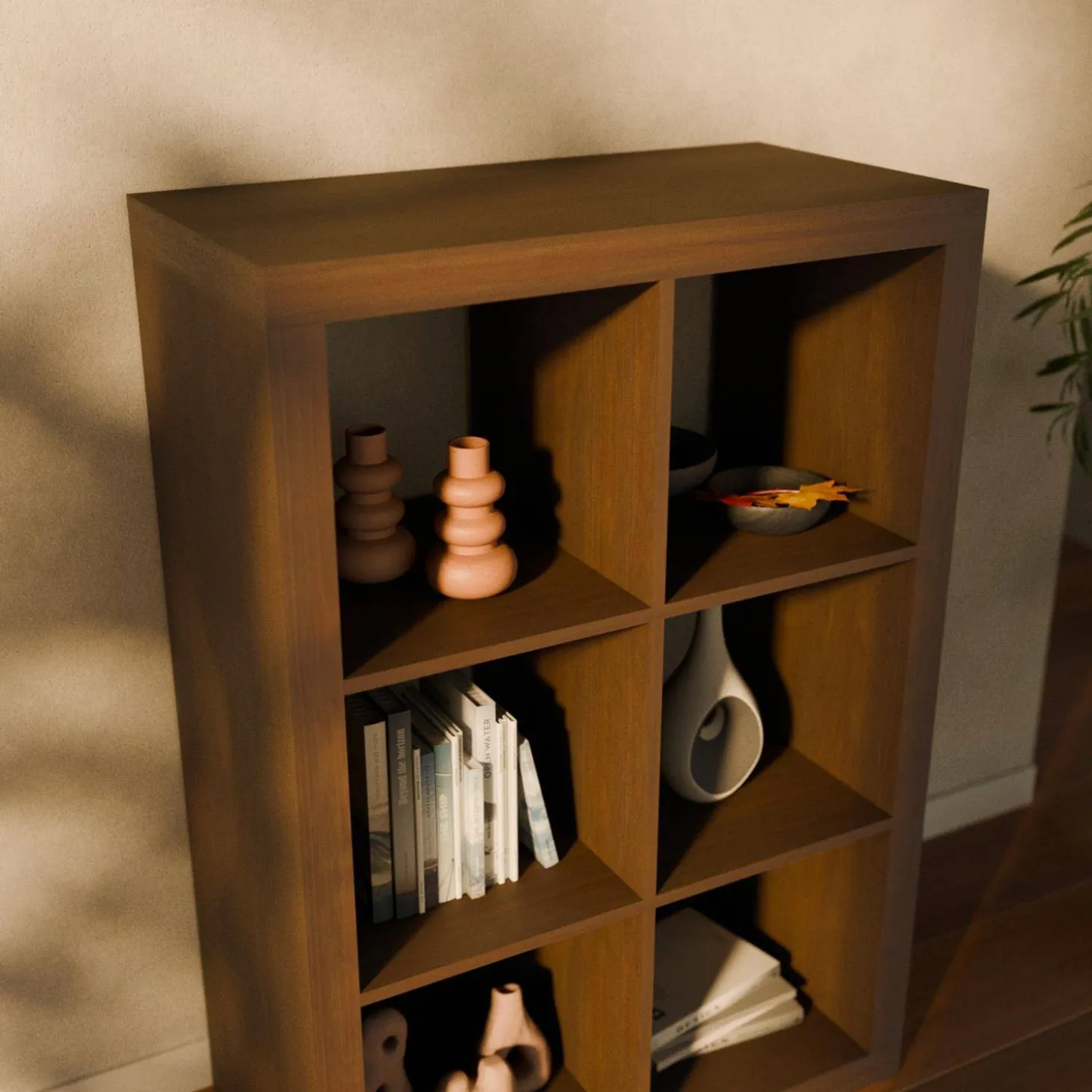 Bücherregal Holzoptik 2 Ebenen 6 Stauräume