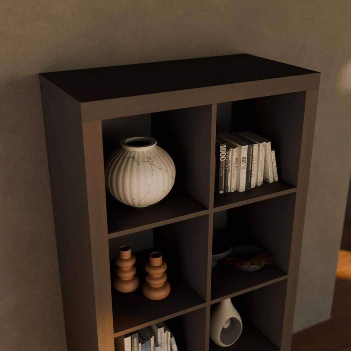 Bücherregal Holzoptik 4 Ebenen 8 Stauräume