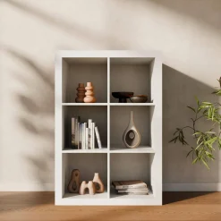 Bücherregal Holzoptik 2 Ebenen 6 Stauräume