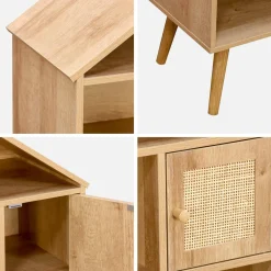 Bücherregal Rattan, 7 Fächer und 2 Türen
