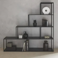 Bücherregal Treppe aus Metall schwarz 4 Ebenen