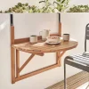 Beistelltisch aus Holz für den Balkon, halbrund, klappbar