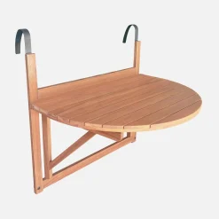 Beistelltisch aus Holz für den Balkon, halbrund, klappbar