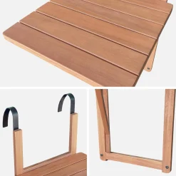 Beistelltisch aus Holz für den Balkon, quadratisch, klappbar