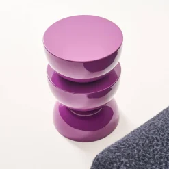 Beistelltisch, Beistelltisch, Nachttisch aus Metall mit Glanzeffekt Ø32 x H 46,5 cm