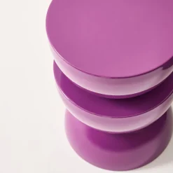 Beistelltisch, Beistelltisch, Nachttisch aus Metall mit Glanzeffekt Ø32 x H 46,5 cm