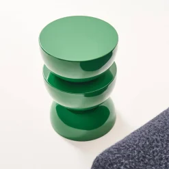 Beistelltisch, Beistelltisch, Nachttisch aus Metall mit Glanzeffekt Ø32 x H 46,5 cm