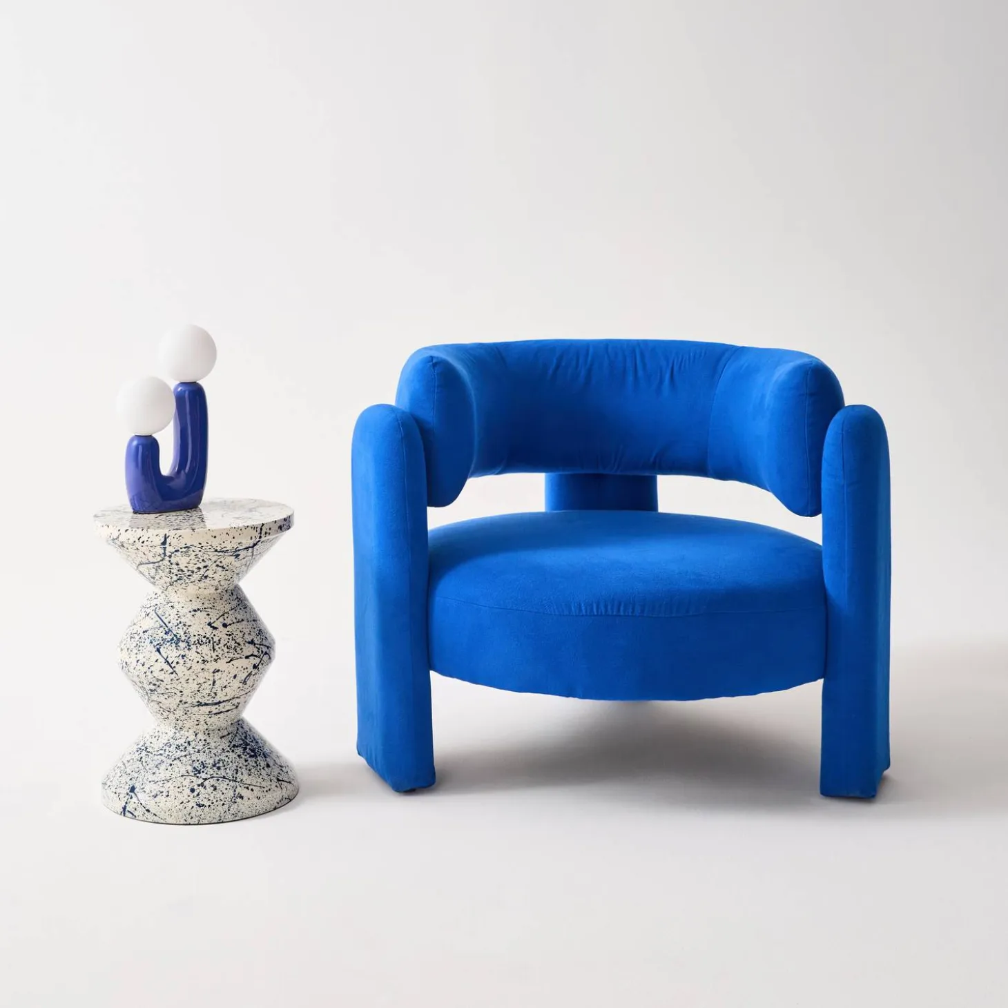 Beistelltisch, Sofaende, Nachttisch aus emailliertem Stahl, gesprenkeltes Muster Ø 33 x H 47 cm