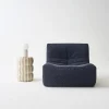 Beistelltisch, Sofaende, Nachttisch aus emailliertem Stahl mit Streifen Ø 33 x H 46 cm