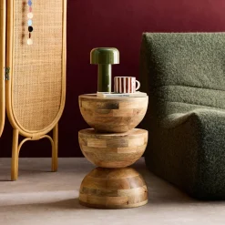 Beistelltisch, Sofaende, Nachttisch aus Mangoholz, Ø 30 x H 45 cm