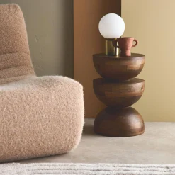 Beistelltisch, Sofaende, Nachttisch aus Mangoholz, Ø 30 x H 45 cm