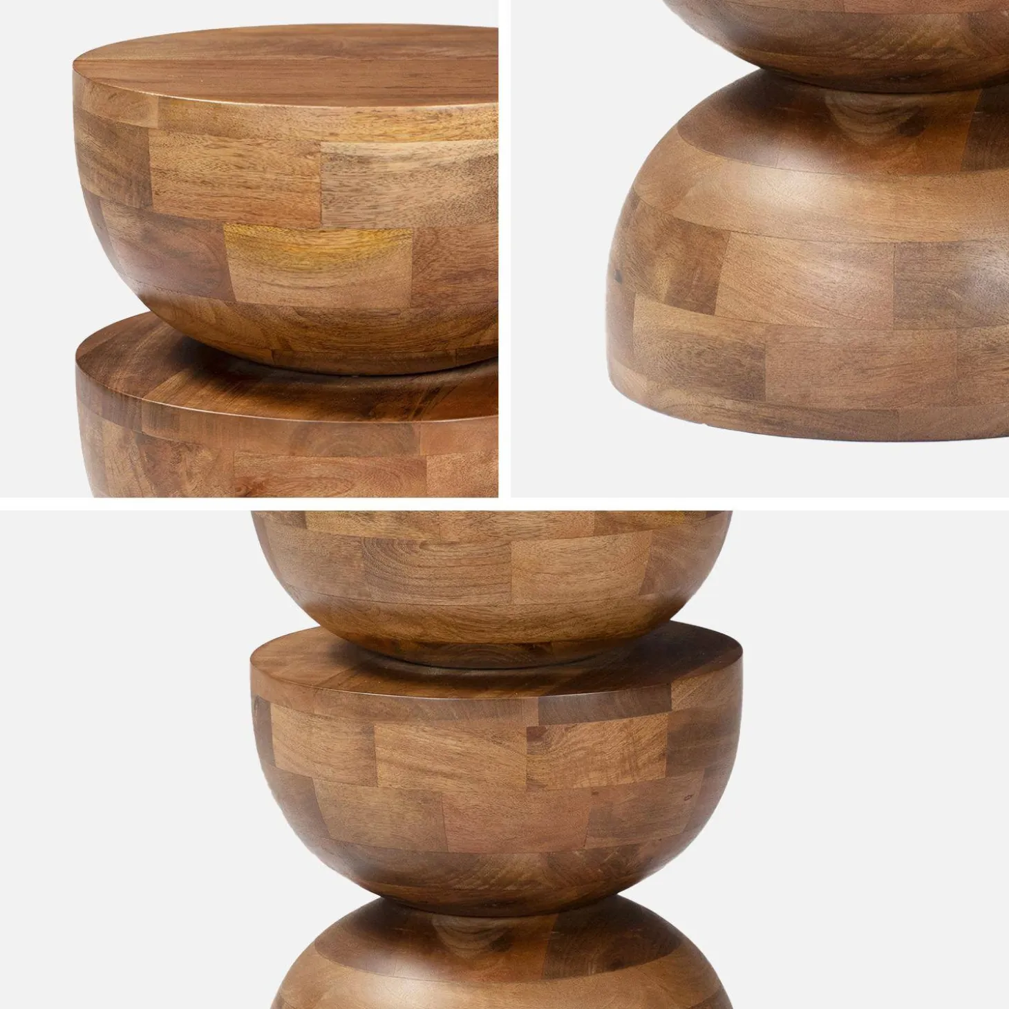 Beistelltisch, Sofaende, Nachttisch aus Mangoholz, Ø 30 x H 45 cm