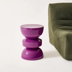 Beistelltisch, Sofatisch, Nachttisch aus Metall mit Glanzeffekt Ø32 x H44,5cm