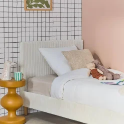 Bett mit Lattenrost und Kopfteil, 90x190cm breit gerippter Cord