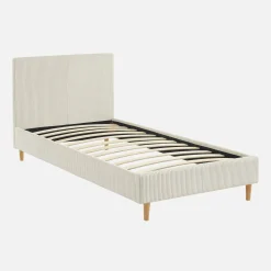 Bett mit Lattenrost und Kopfteil, 90x190cm breit gerippter Cord