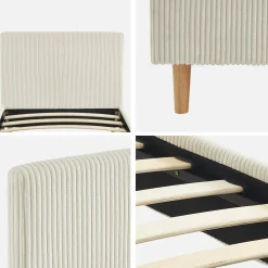 Bett mit Lattenrost und Kopfteil, 90x190cm breit gerippter Cord