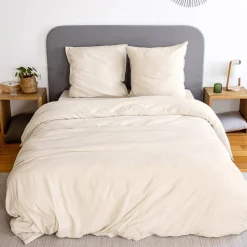 Bettwäche-Set sandgelb aus vorgewaschener Mikrofaser für ein Doppelbett