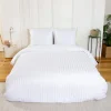 Bettwäsche-Set aus Polyester mit Satin-Effekt, feine Streifen, 2 Plätze, weiß