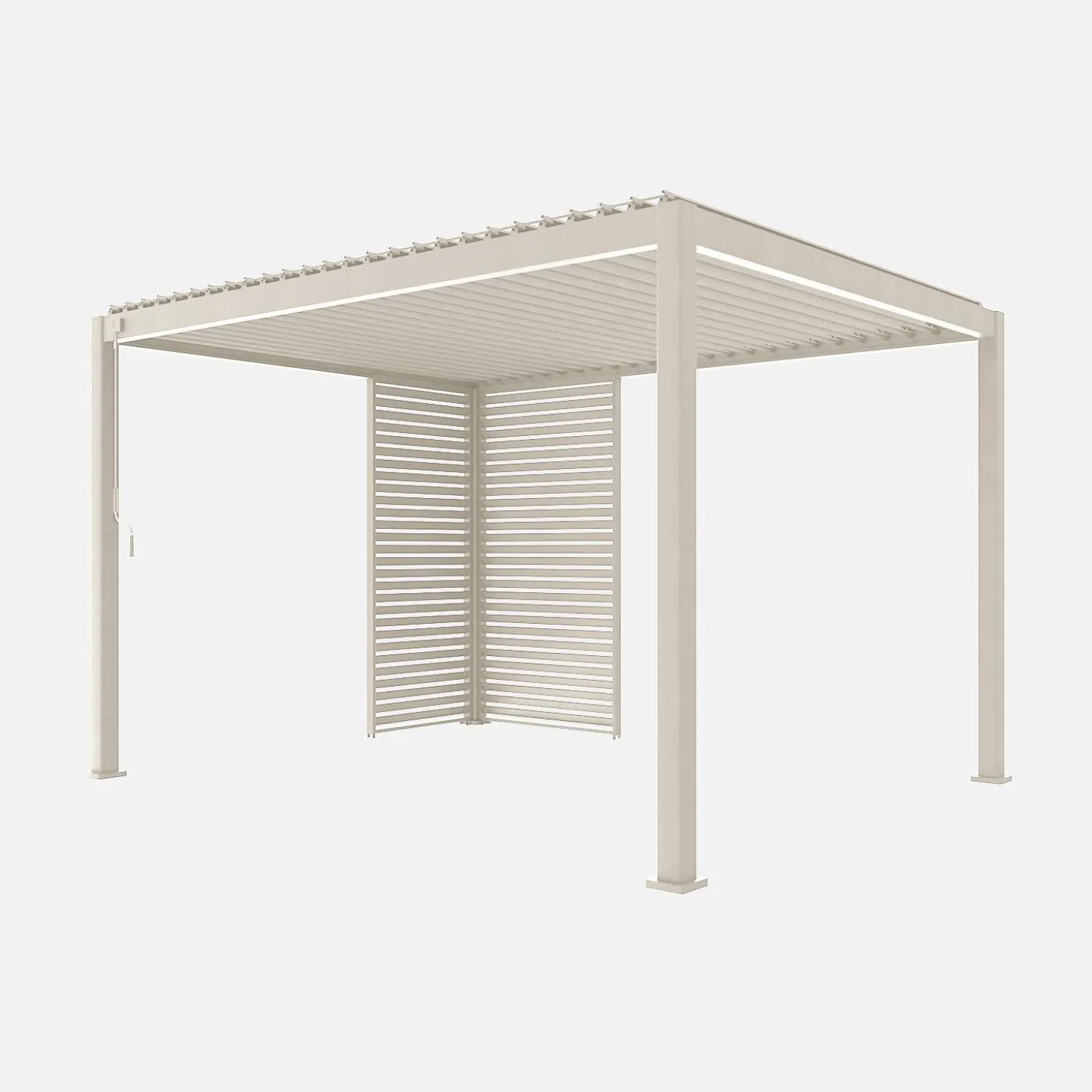 Bioklimatische Pergola Aluminium 3x4m + 1 Lamellenwand 100 cm + 1 Lamellenwand 130 cm Triomphe