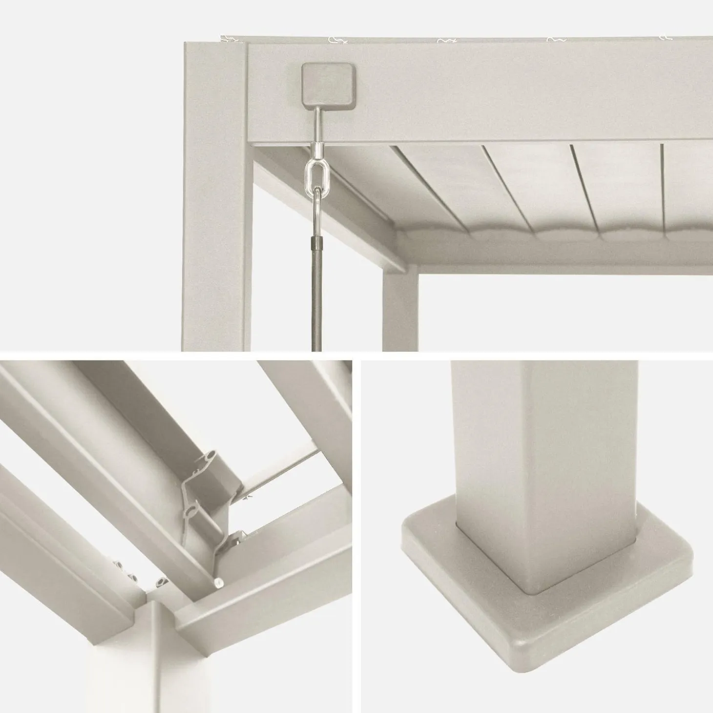 Bioklimatische Pergola Aluminium 3x4m + 1 Lamellenwand 100 cm + 1 Lamellenwand 130 cm Triomphe