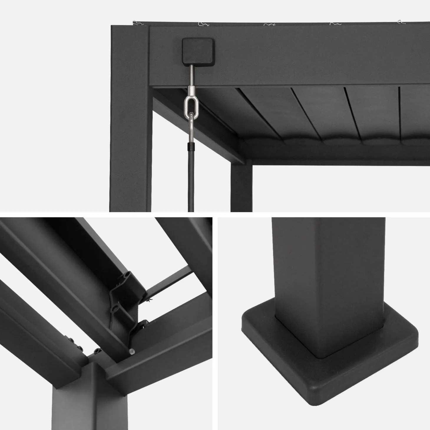 Bioklimatische Pergola Aluminium 3x4m + 1 Lamellenwand 100 cm + 1 Lamellenwand 130 cm Triomphe