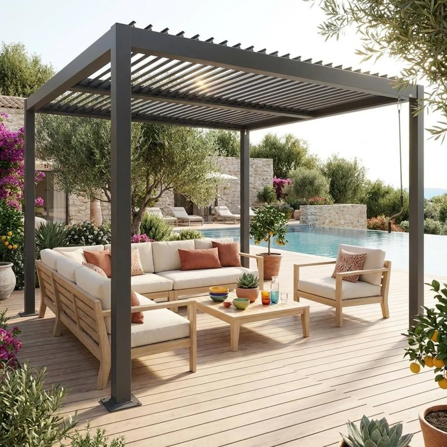 Bioklimatische Pergola mit Lamellendach Palace 3x3m