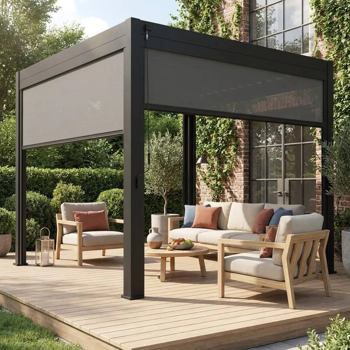 Bioklimatische Pergola Triomphe 3x3m V2 mit 2 Markisen 3 m