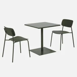 Bistro-Gartentisch quadratisch aus Stahl + 2 Stühle