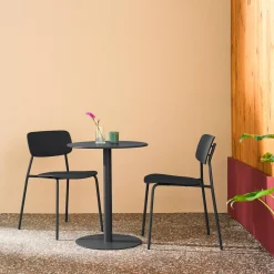 Bistro-Gartentisch rund aus Stahl + 2 Stühle