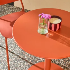 Bistro-Gartentisch rund aus Stahl + 2 Stühle