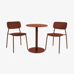 Bistro-Gartentisch rund aus Stahl + 2 Stühle