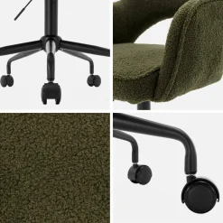 Bürostuhl mit Rollen und Bouclé-Bezug