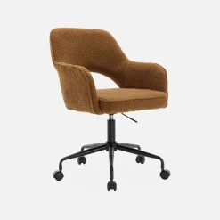 Bürostuhl mit Rollen und Bouclé-Bezug