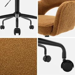 Bürostuhl mit Rollen und Bouclé-Bezug