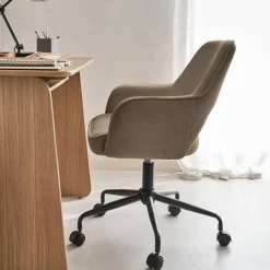 Bürostuhl mit Rollen und Bouclé-Bezug