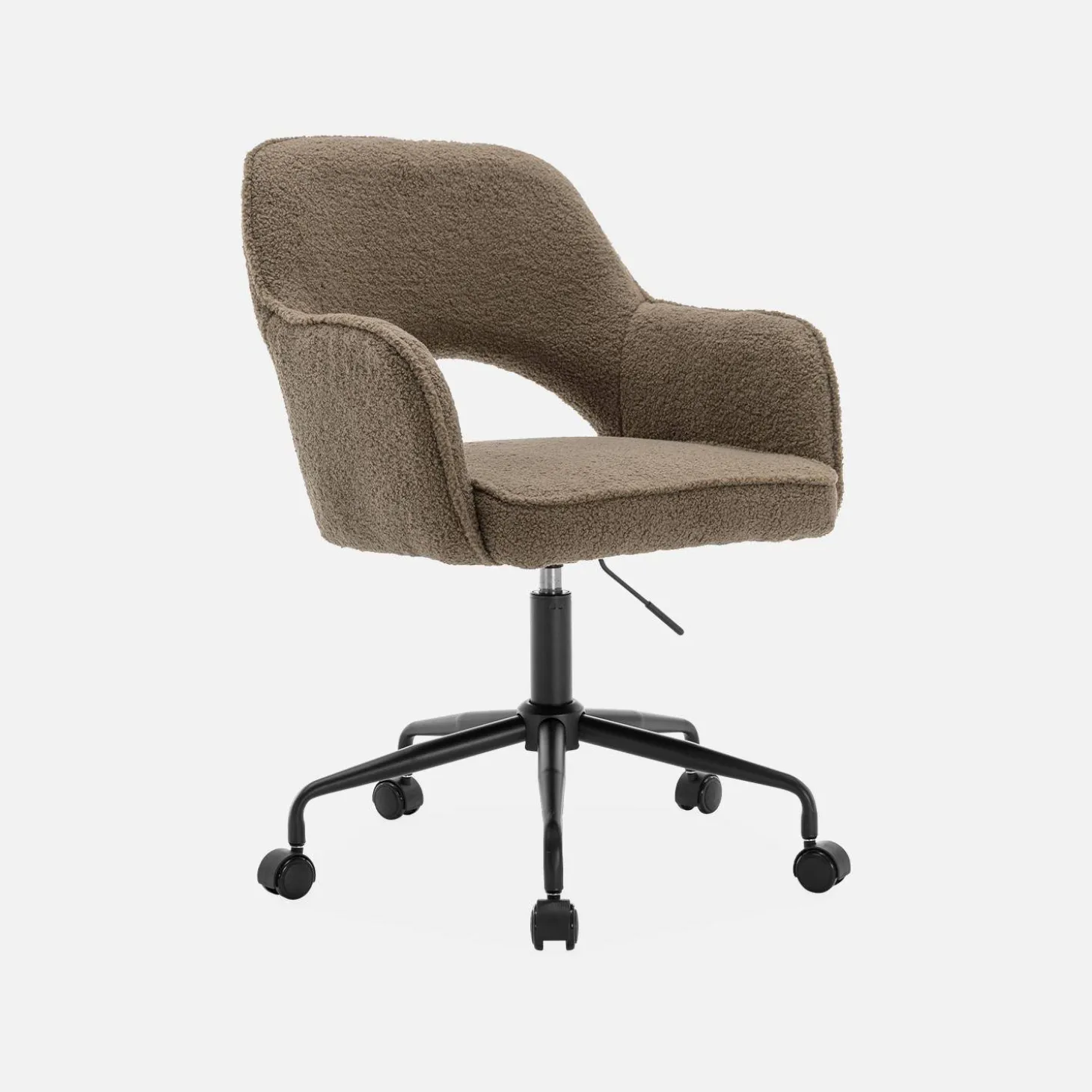 Bürostuhl mit Rollen und Bouclé-Bezug