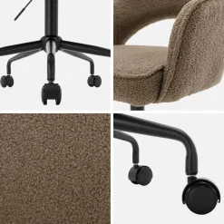 Bürostuhl mit Rollen und Bouclé-Bezug