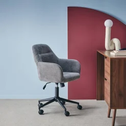 Bürostuhl mit Rollen und Chenille-Bezug, höhenverstellbar